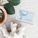 Blue Wave Geode | Personalised Business Card Holder<br><div class="desc">Elegant light blue business card holder features your name and/or business name in the lower right corner,  accented by a thin white frame border and geode agate slice illustrations in ethereal pale blue watercolor. Matching business cards and accessories also available.</div>