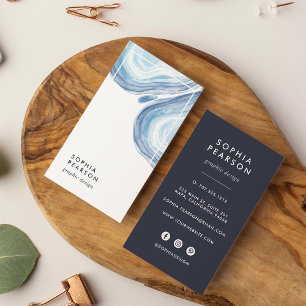 Blue Wave Geode   Vertical Social Media Business Card