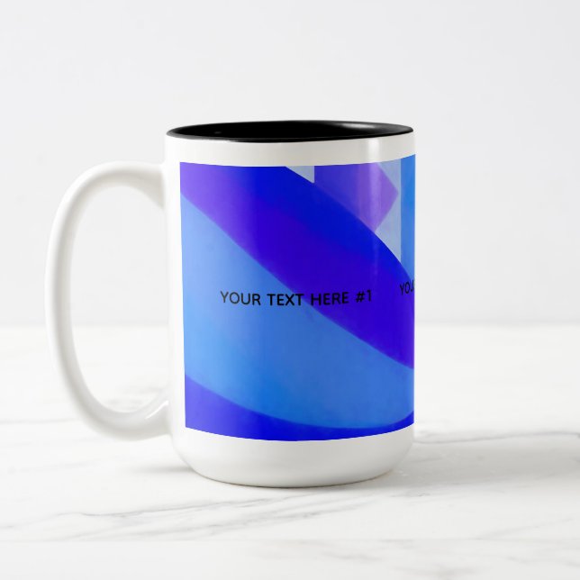Blue Wave Geometric Abstraction Two-Tone Coffee Mug (Left)