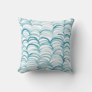 Blue Wave Japanese Style PatternIllustration Cushion