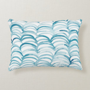 Blue Wave Japanese Style PatternIllustration Decorative Cushion