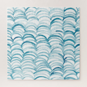 Blue Wave Japanese Style PatternIllustration Jigsaw Puzzle
