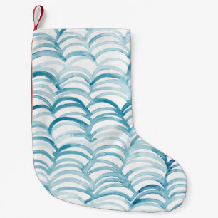 Blue Wave Japanese Style PatternIllustration Small Christmas Stocking