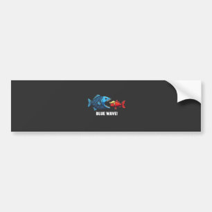 Blue Wave Kamala Harris Walz Fish Election Bumper Sticker