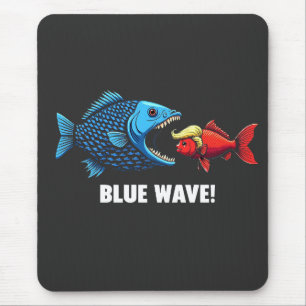 Blue Wave Kamala Harris Walz Fish Election Mouse Pad