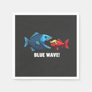 Blue Wave Kamala Harris Walz Fish Election  Napkin