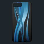 Blue Wave Modern Abstract Pattern iPhone 8 Plus/7 Plus Case<br><div class="desc">A modern abstract design featuring a blue ribbon wave pattern against a black background. You may change the black background to the colour of your choice by selecting the "Customise It" and selecting another background colour from a wide array of available colour choices. This high quality vector graphic image compliments...</div>