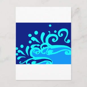 Blue wave modern designs postcard