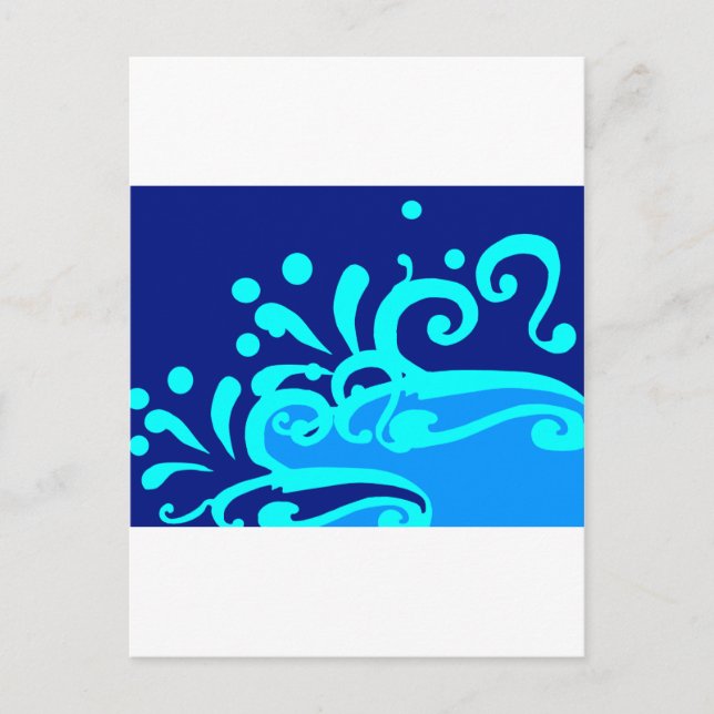 Blue wave modern designs postcard (Front)