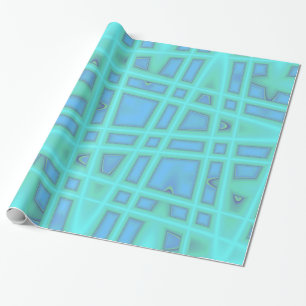 Blue Wave Modern Geometric Abstract Pattern Wrapping Paper