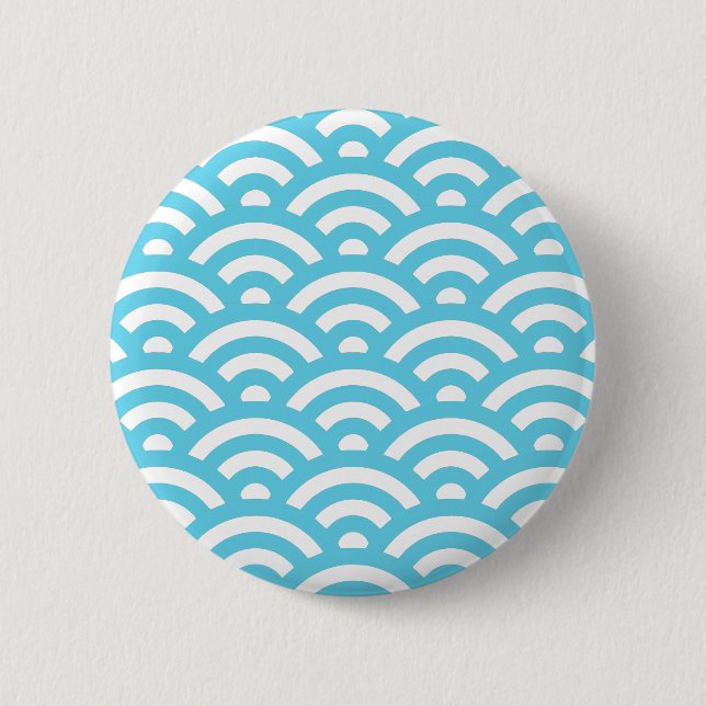 Blue Wave Pattern 6 Cm Round Badge (Front)