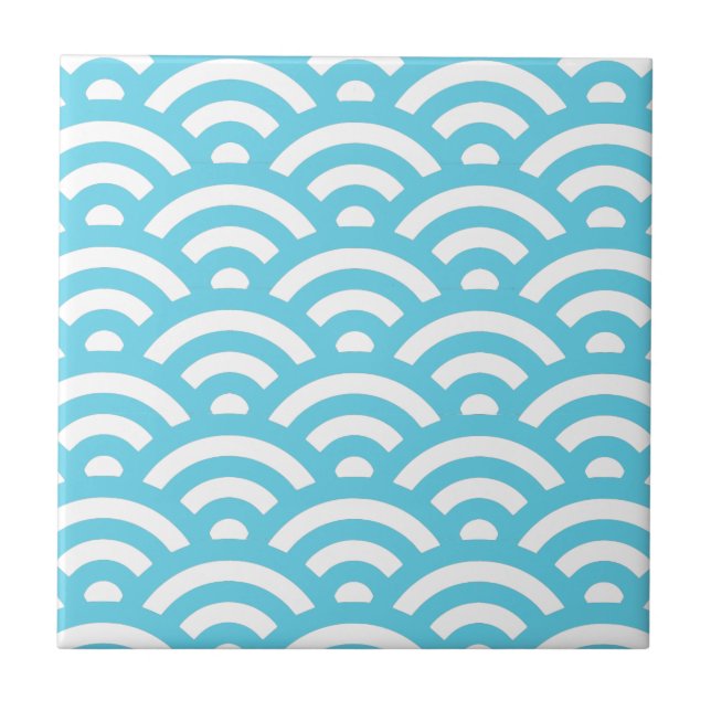 Blue Wave Pattern Ceramic Tile (Front)