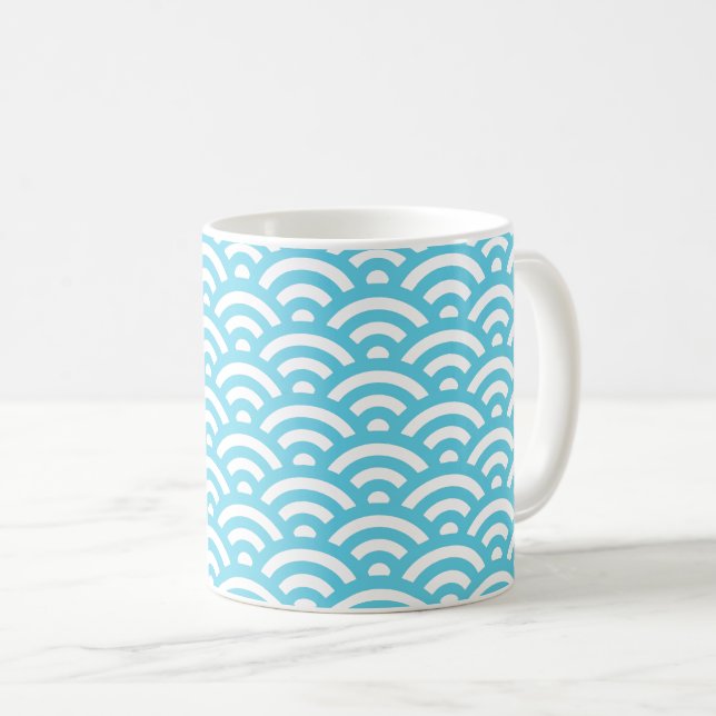Blue Wave Pattern Coffee Mug (Front Right)