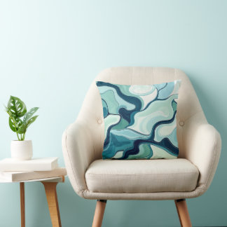 Blue Wave Pattern Cushion
