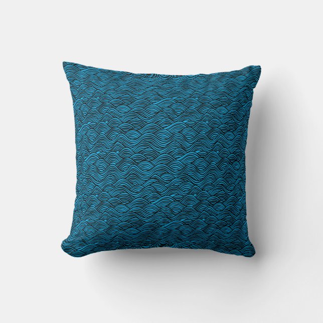 Blue wave pattern  cushion (Front)