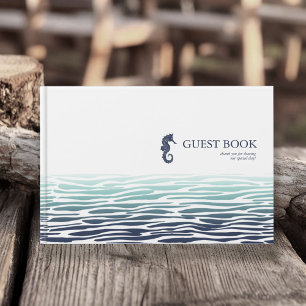 Blue Wave Seahorse Wedding ID836 Guest Book
