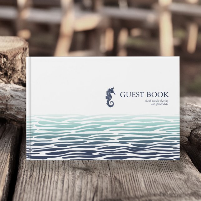 Blue Wave Seahorse Wedding ID836 Guest Book (Creator Uploaded)