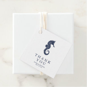 Blue Wave Seahorse Wedding Thank You ID836 Favour Tags