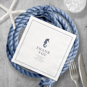 Blue Wave Seahorse Wedding Thank You V2 ID836 Napkin