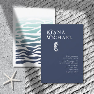 Blue Wave Seahorse Wedding Wht/Navy ID836