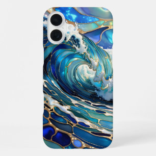 Blue Wave Stained Glass iPhone Case Ocean Design