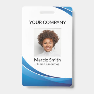 Blue Wave Style Photo ID Badge