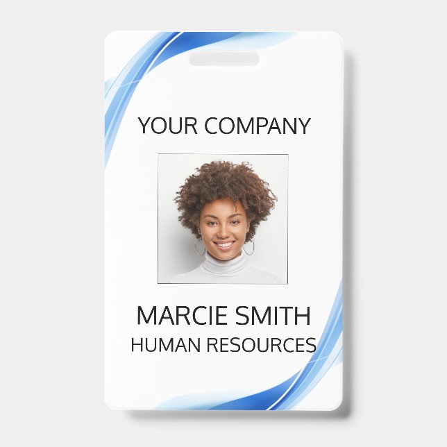 Blue Wave Style Photo ID Badge (Front)