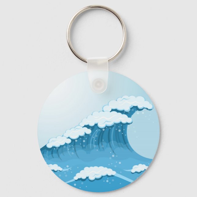 Blue Wave Surf and Ocean Key Ring (Front)