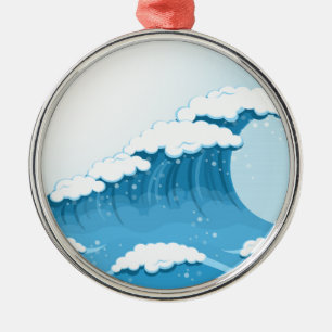 Blue Wave Surf and Ocean Metal Tree Decoration