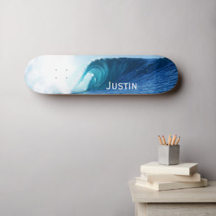 Blue Wave Tube Surf Lombok Indonesia Custom Name  Skateboard