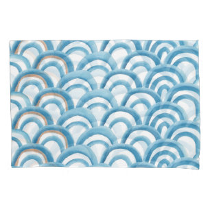 Blue wave watercolor, seamless painting. pillowcase