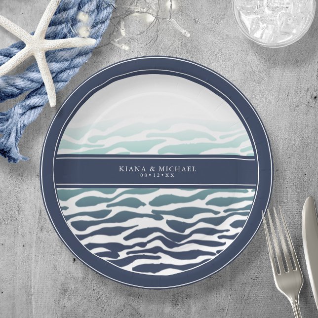 Blue Wave Wedding ID836 Paper Plate (Creator Uploaded)