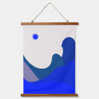 Blue Waves Abstract Hanging Tapestry