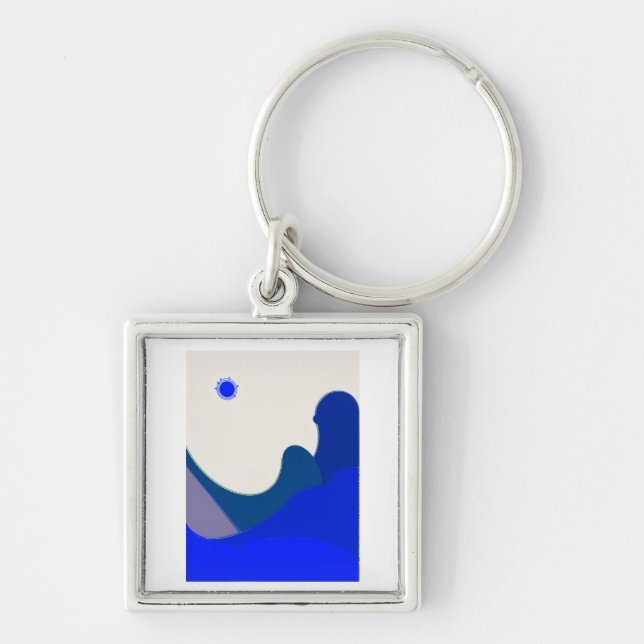 Blue Waves Abstract Key Ring (Front)