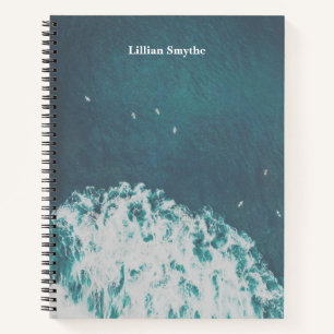 Blue Waves Aerial Beach Photography Customised Notebook