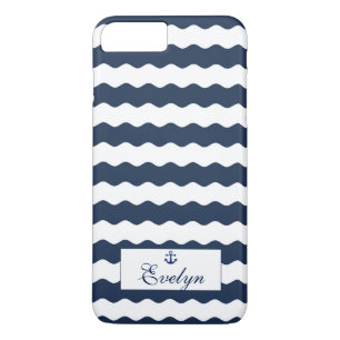 Blue Waves Anchor Monogram iPhone 8 Plus/7 Plus Case