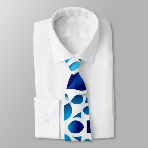 Blue Waves and Eggs Isometric Pattern Tie