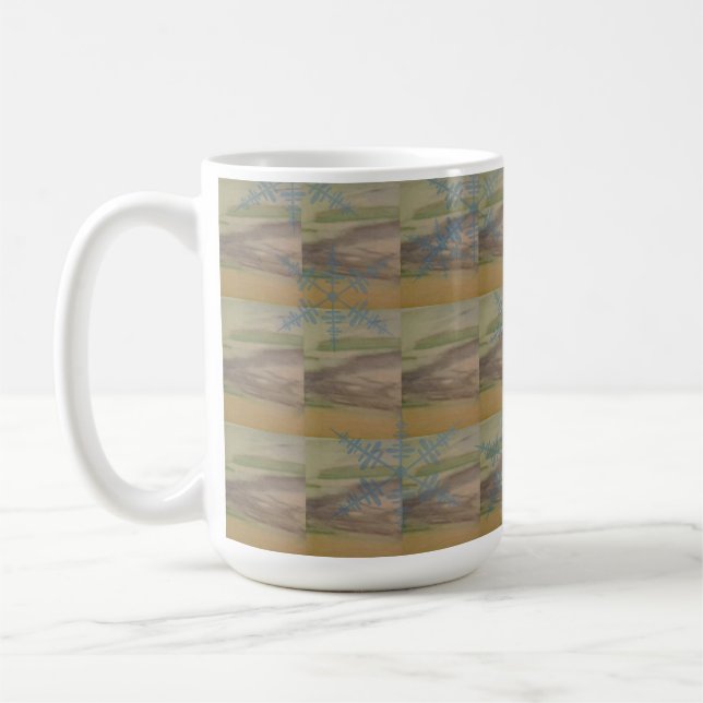 Blue waves and snowflakes on the Seashore Coffee Mug (Left)