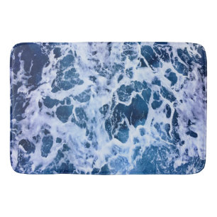 Blue Waves By The Ocean Bath Mat