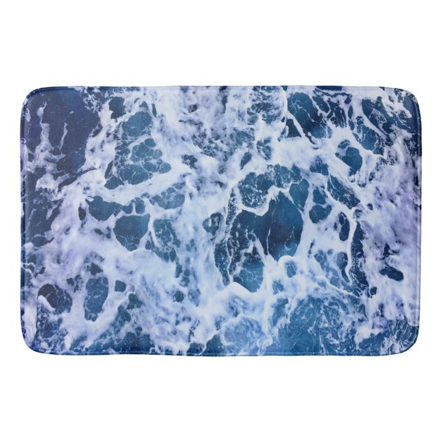 Blue Waves By The Ocean Bath Mat (Front)