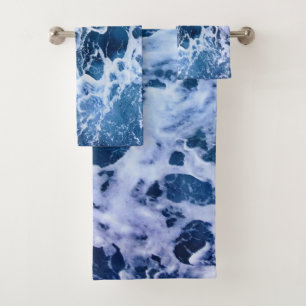 Blue Waves By The Ocean Bath Towel Set