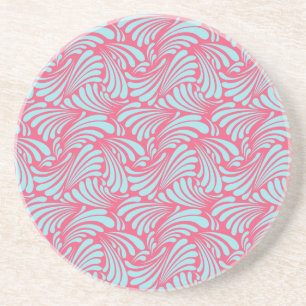 Blue Waves Coral Sandstone Beverage Coasters
