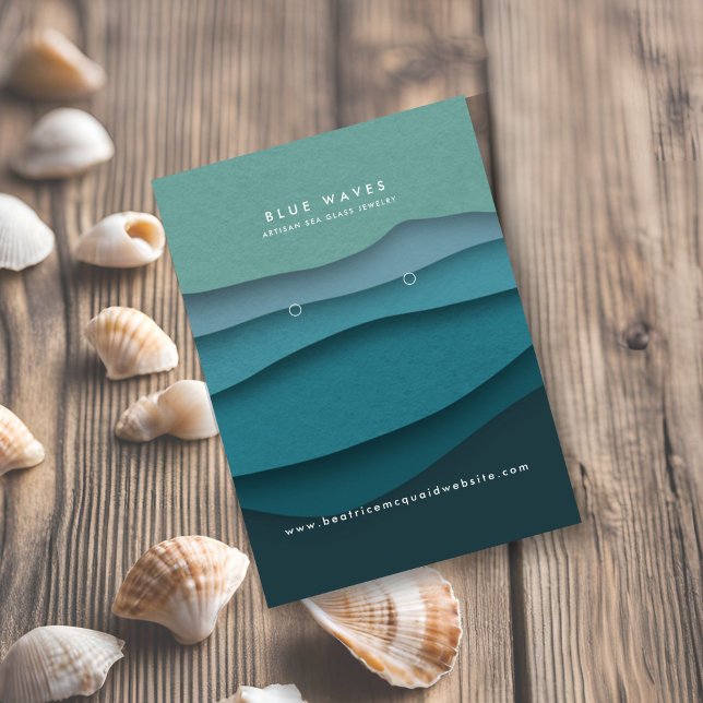 Blue Waves Earring Display Card Template (Creator Uploaded)