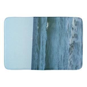 Blue Waves Flowing Softly Towards Shore Bath Mat