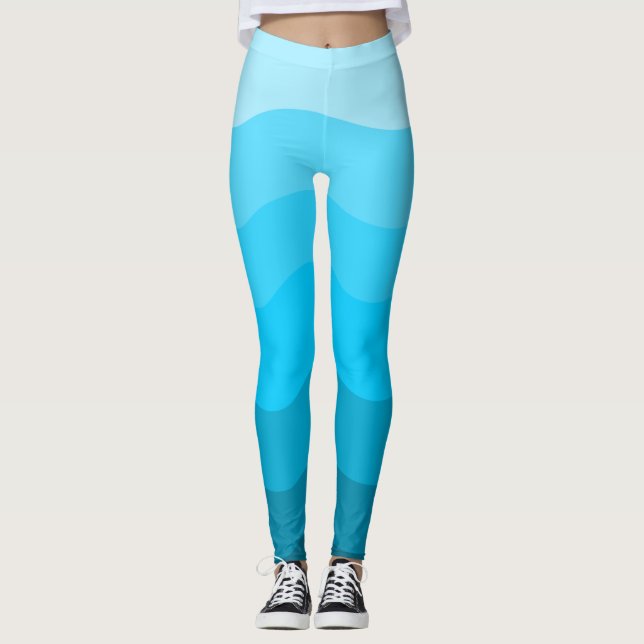 Blue waves gradient design  leggings (Front)