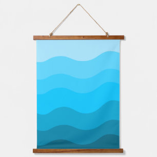 Blue waves gradient hanging tapestry