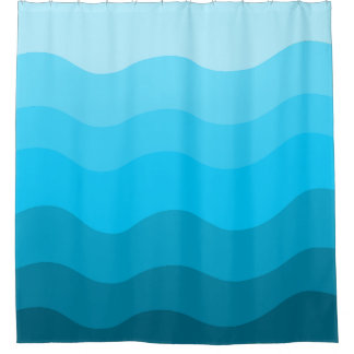 Blue waves gradient shower curtain
