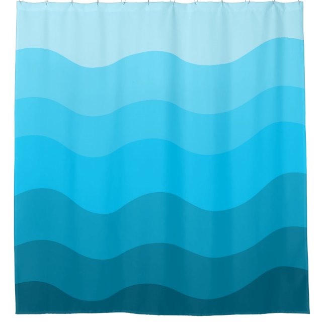 Blue waves gradient  shower curtain (Front)