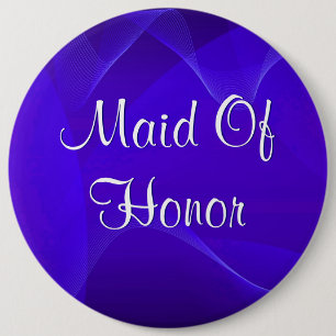 Blue Waves Maid Of Honour 6 Cm Round Badge