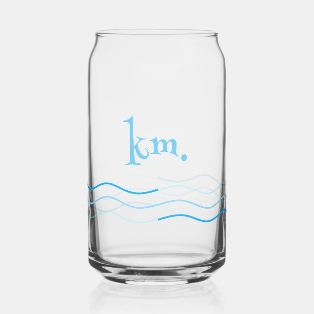 Blue Waves Monogram Can Glass (Left)